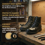 JobSite Boot Polish Wax - Stain Gloss High Shine Shoe Polish - Black Wax to Protect & Restore Leather Dress & Work Boots - 3 oz