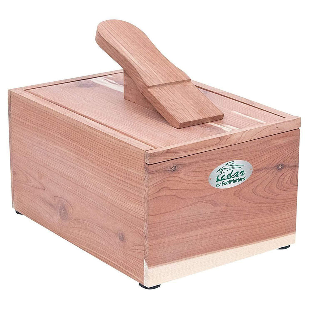 HANGERWORLD Natural Cedar Wood Shoe Shine Care Box with Foot Rest
