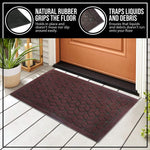 NINAMAR Rubber Door Mat (29.5” x 17.5”) - Durable Non-Slip Indoor/Outdoor Entry Rug Made from 100% Natural Rubber - Traps Liquid & Debris - Keep Home Entrance Clean - Coffee