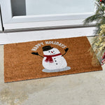 Ninamar Door Mat Happy Holiday Snowman Natural Coir - 29.5 x 17.5 inch