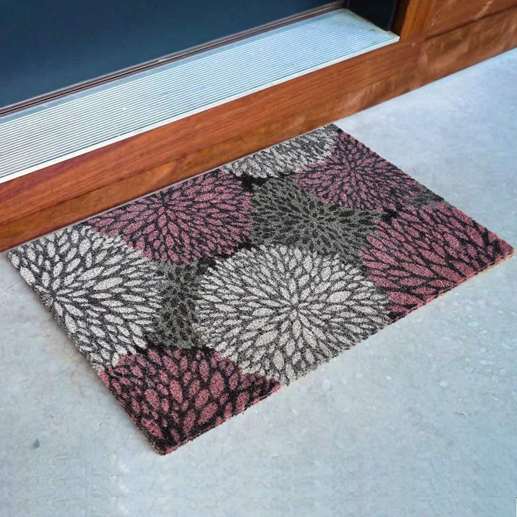 NinaMar Buffalo Plaid Welcome Doormat - Coir Fiber With Rubber Backing - Outdoor Entry Mat
