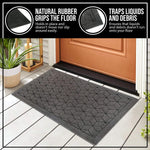 NINAMAR Rubber Door Mat (29.5” x 17.5”) - Durable Non-Slip Indoor/Outdoor Entry Rug Made from 100% Natural Rubber - Traps Liquid & Debris - Keep Home Entrance Clean