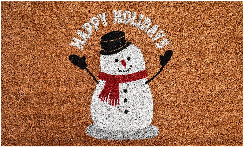Ninamar Door Mat Happy Holiday Snowman Natural Coir - 29.5 x 17.5 inch