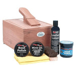 FootMatters Red Cedar Boot and Shoe Care Shine Kit - Brush, Mink Oil, Waterproof Paste, Polish - Foot Matters