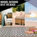 Ninamar Indoor/Outdoor Patio Rugs – Reversible, Waterproof, Lightweight, UV & Stain Resistant – Durable Plastic Décor Rug - Portable for Beach, Deck, Entryway