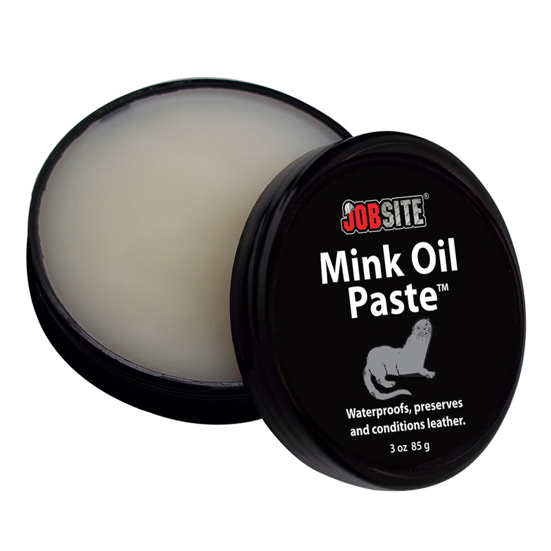 JobSite Premium Mink Oil Leather Waterproof Paste - Preserve Leather Boots & Shoes - 3 oz