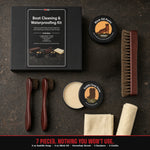 JobSite Leather Boot Cleaner Kit with Saddle Soap & Mink Oil - Heavy Duty Leather Cleaner & Waterproofing for Work Boots - Includes Shine Brush, Applicator Brushes & Shine Cloths