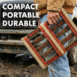 JobSite Boot Scraper - Outdoor Boot Brush Scrubber Brush - Compact, Portable Shoe Cleaner for Home, RVs, Trucks, Kids - Timber Edition - Foot Matters
