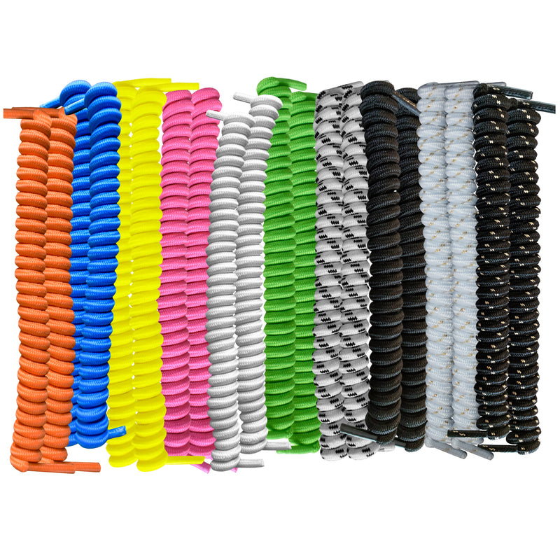 FootMatters Curly No Tye Shoe Laces - Elastic Spring Laces - No Tie Great for Elderly, Children, Fashion - One Size Fits All - Foot Matters