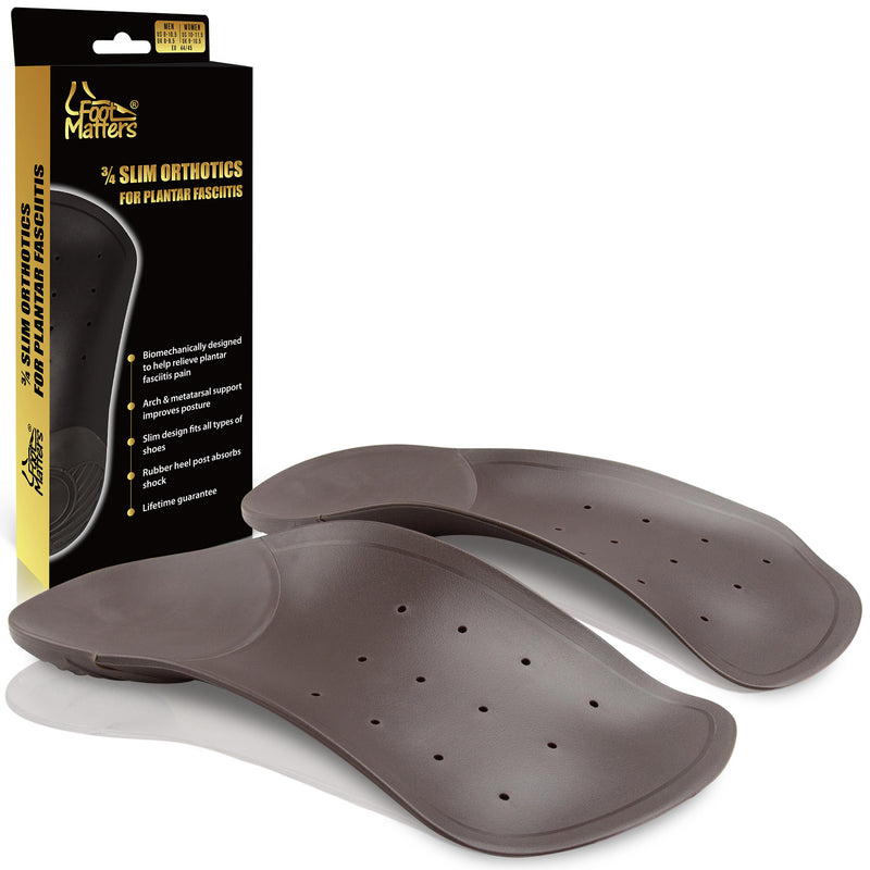 FootMatters 3/4 Slim Orthotic Inserts – For Plantar Fasciitis Pain Relief –Insoles for Women and Men with Arch Support & Heel Cup