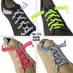 FootMatters Curly No Tye Shoe Laces - Elastic Spring Laces - No Tie Great for Elderly, Children, Fashion - One Size Fits All - Foot Matters