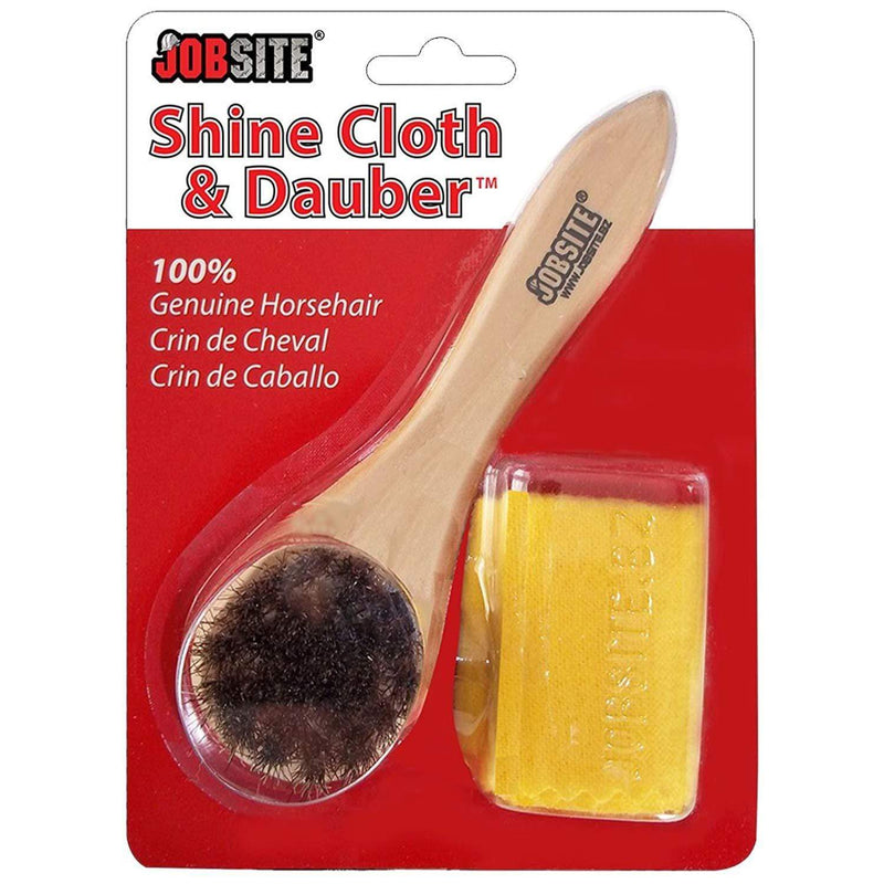 JobSite Genuine Horsehair Dauber Applicator Brush & Shoe Shine Polish Cloth - Great for Travel & Home - Foot Matters