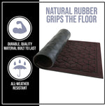 NINAMAR Rubber Door Mat (29.5” x 17.5”) - Durable Non-Slip Indoor/Outdoor Entry Rug Made from 100% Natural Rubber - Traps Liquid & Debris - Keep Home Entrance Clean - Coffee