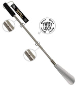 FootMatters Expander Shoe Horn Extra Long Handle Stainless Steel Twist to Lock Extends 16 to 31 inches - Foot Matters