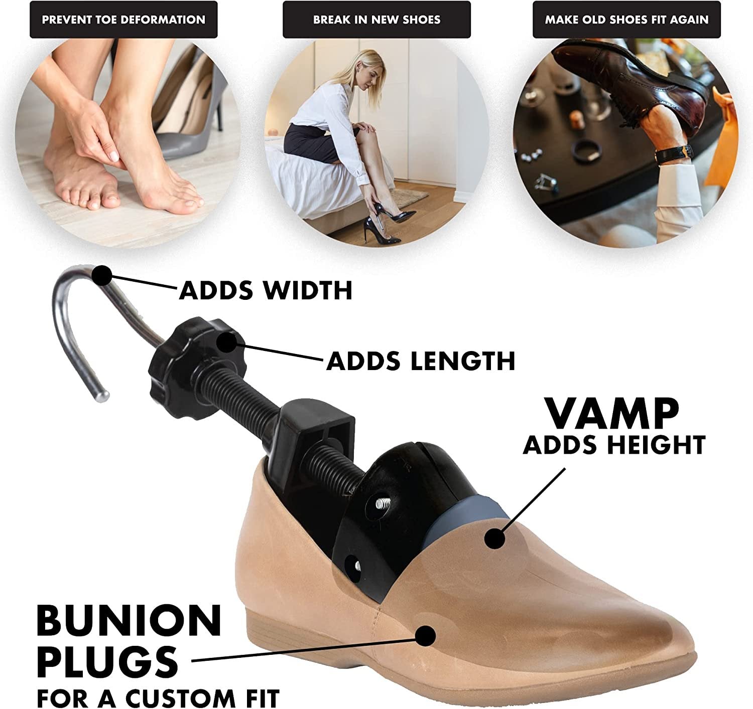 Boot Jack Adjustable Shoe Stretcher – Fix Tight Boots, Bunions