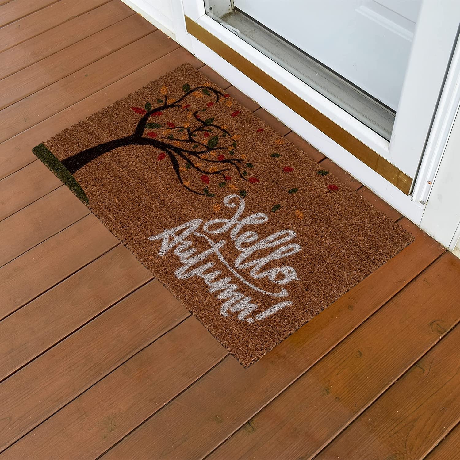 NinaMar Coir Hello Doormat – Natural Coconut Fiber, Heavy-Duty Vinyl Backing, Durable Welcome Mat