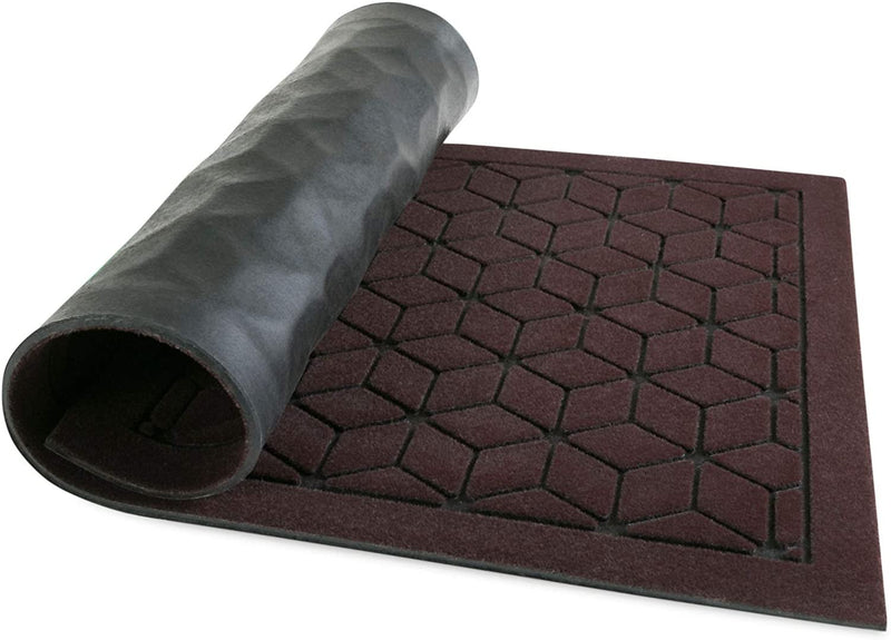 NINAMAR Rubber Door Mat (29.5” x 17.5”) - Durable Non-Slip Indoor/Outdoor Entry Rug Made from 100% Natural Rubber - Traps Liquid & Debris - Keep Home Entrance Clean - Coffee